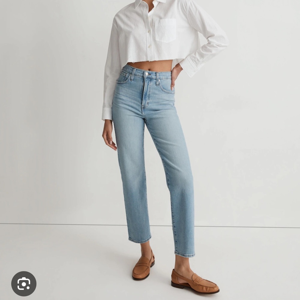 Madewell Curvy Perfect Vintage Straight Leg Light Blue Jeans